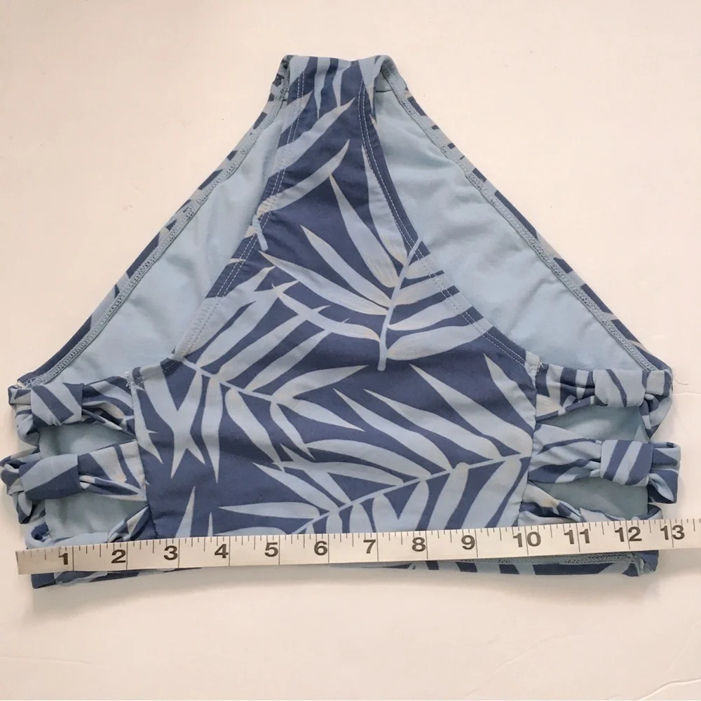 Xhiliration Blue Palm print High Waist Swimsuit Bikini Bottom